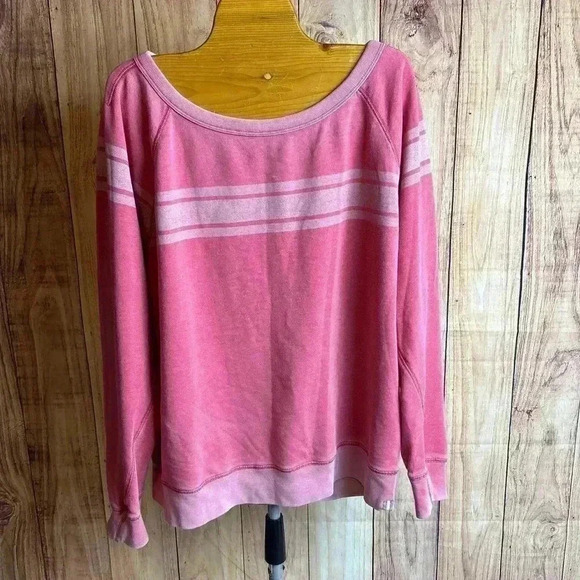 GAP Striped Boxy Scoop Neck ‘Worn’ look Washed Out Pink-Red Color Size M - Picture 1 of 8